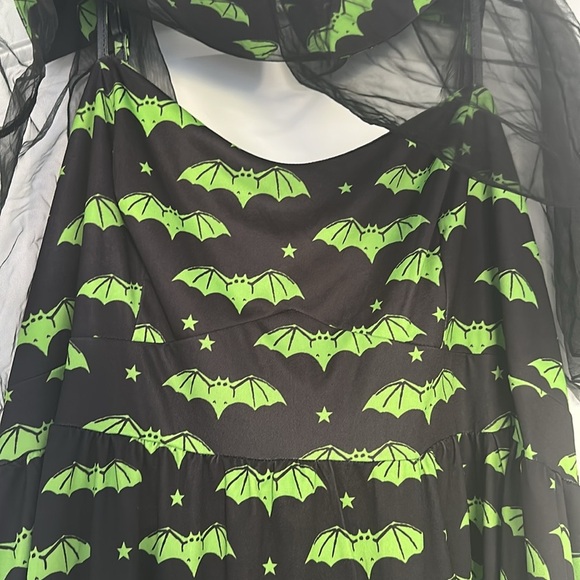 Rosegal Bat Halloween Pin Up Goth Dress Black/Green Plus Sz 5X - Picture 4 of 9